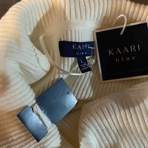 KAARI blue Womens TURTLE NECK SWEATER Sz L  ATLAS IVORY  Everyday Essentials NWT - Picture 4 of 5